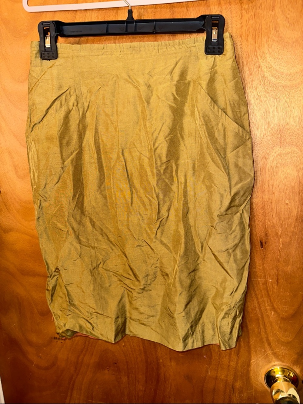 Ann Taylor Olive-Mustard Pencil Skirt 100% silk